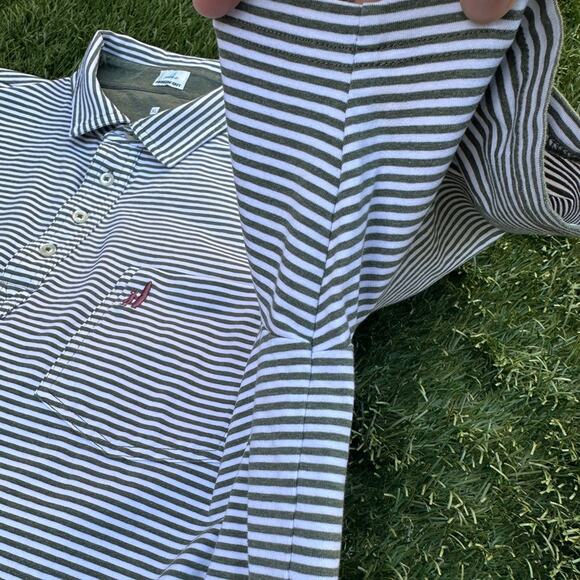 Johnnie-O Original 4 Button Hangin’ Out Pine Striped Short Sleeve Polo Shirt XL - Picture 8 of 10